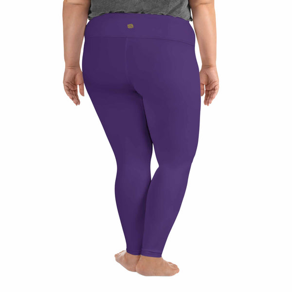 Purple Women's Plus Size Leggings, Solid Color Yoga Pants- Made in USA (US Size: 2XL-6XL)-Women's Plus Size Leggings-Heidi Kimura Art LLC