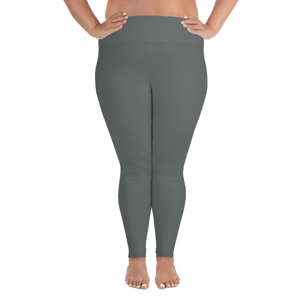 Solid Gray Color Women's Plus Size Leggings Yoga Pants, Plus Size Tights -Made in USA-Women's Plus Size Leggings-Heidi Kimura Art LLC