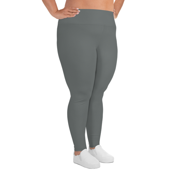 Solid Gray Color Women's Plus Size Leggings Yoga Pants, Plus Size Tights -Made in USA-Women's Plus Size Leggings-Heidi Kimura Art LLC