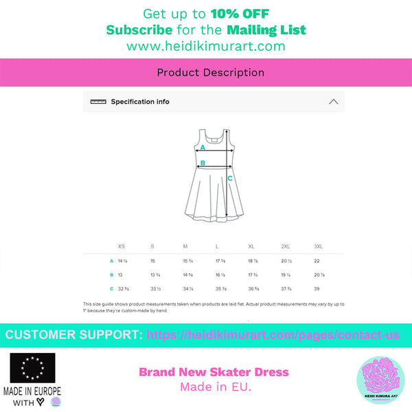 Blue Floral Print Skater Dress, Flower Print Women's Designer Sleeveless Dress-Made in USA/EU/MX