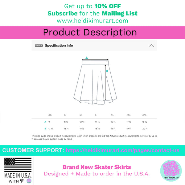 Pink Rose Floral Skater Skirt, Flower Print Women's Tennis A-Line Skirt-Made in USA/EU-Skater Skirt-Printful-Heidi Kimura Art LLC