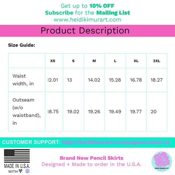 Bats Print Women's Pencil Skirt, Black White Halloween Skirt- Made in USA(Size: XS-2XL)-Pencil Skirt-Heidi Kimura Art LLC