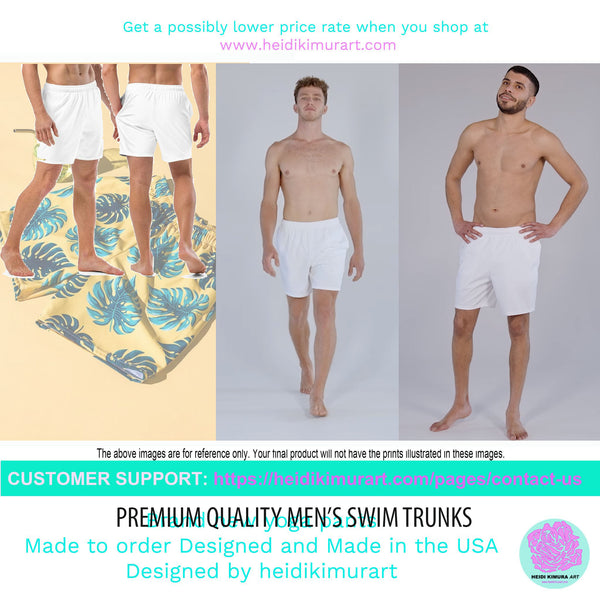 Pink Green Abstract Men's Swimwear, Best Designer Premium Luxury Men's Swim Trunks - Made in USA/EU/MX (US Size: 2XS-6XL)