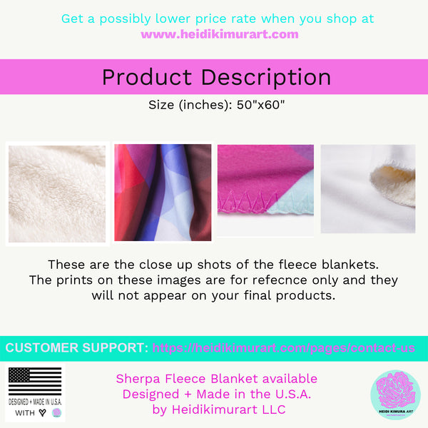 Preppy Blue Plaid Tartan Print Designer Cozy Sherpa Fleece Blanket-Made in USA-Blanket-Heidi Kimura Art LLC