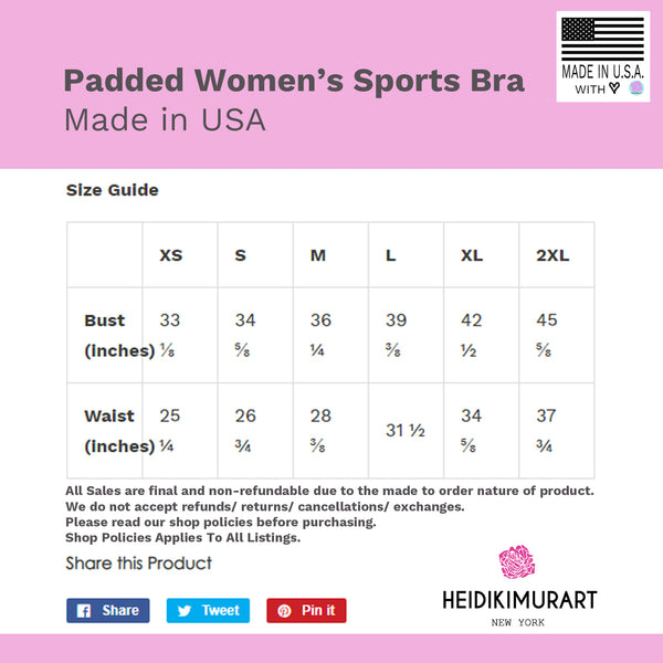 Japanese Waves Padded Sports Bra, Abstract Artistic Women's Workout Bra-Made in USA/EU/MX - Heidikimurart Limited 