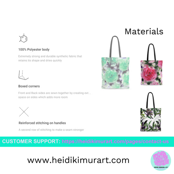 Blue French Rose Flower Floral Print Flower Designer Women's Tote Bag - Made in USA-Bags-Heidi Kimura Art LLC