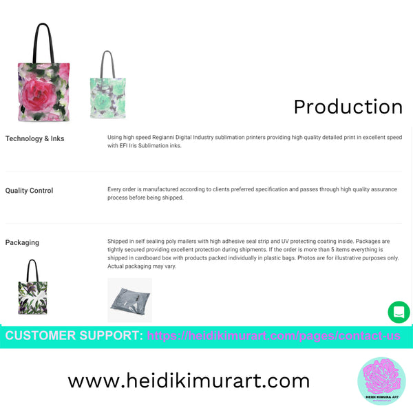 Purple Rose Flower Floral Print Designer Tote Bag - Made in USA-Tote Bag-Heidi Kimura Art LLC
