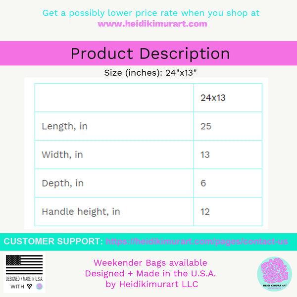 Pink Designer Colorful Polka Dots Designer 24"x13" Weekender Bag - Made in USA-Weekender Bag-24x13-Heidi Kimura Art LLC