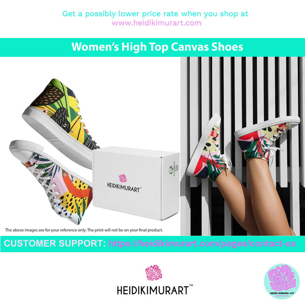 Blue Tiger Striped Women's Sneakers, Animal Print Designer Tiger Stripes High Top Tennis Shoes