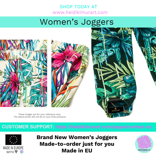 Pink White Striped Women's Joggers, Vertical Stripe Modern Circus Sweatpants-Made in EU-Women's Joggers-Printful-Heidi Kimura Art LLC