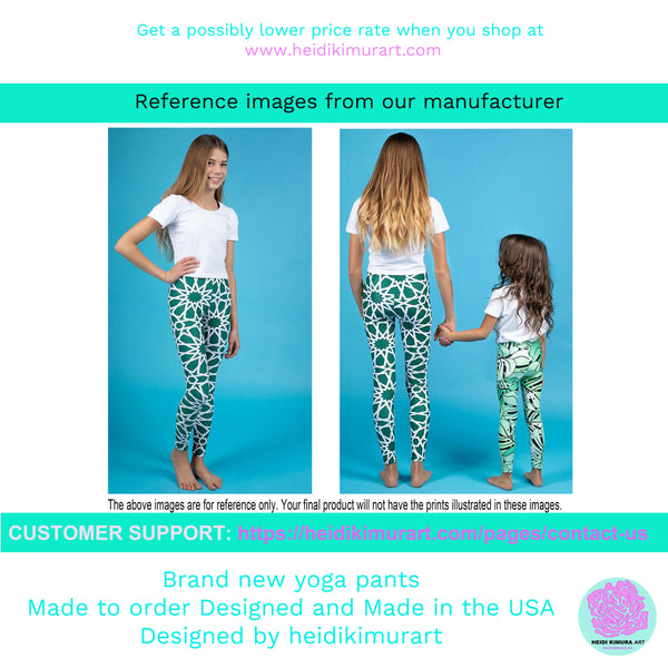 Polka Dots Print Youth Leggings, Premium Black & Red Long Yoga Pants - Made in USA/ EU-Youth's Leggings-Heidi Kimura Art LLC