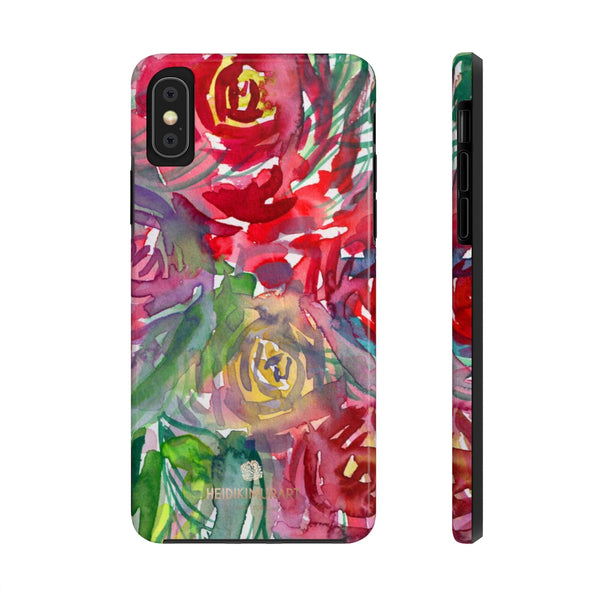 Red Rose Floral Print Phone Case, Flower Case Mate Tough Phone Cases-Made in USA - Heidikimurart Limited 