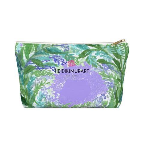 French Lavender Floral Print Accessory Pouch with T-bottom - Made in USA-Accessory Pouch-White-Small-Heidi Kimura Art LLC