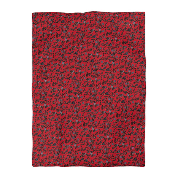 Red Floral Microfiber Duvet Cover