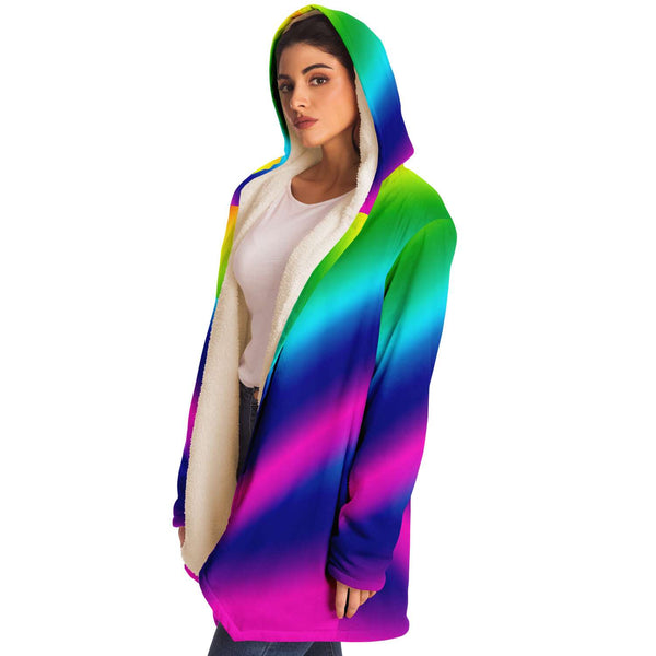 Rainbow Ombre Microfiber Fleece Jacket-Microfleece Cloak - AOP-Subliminator-Heidi Kimura Art LLC