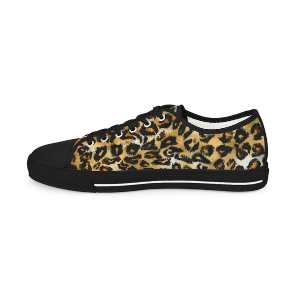 Brown Leopard Men's Tennis Shoes, Brown Leopard Animal Print Leopard Animal Print Best Breathable Designer Men's Low Top Canvas Fashion Sneakers With Durable Rubber Outsoles and Shock-Absorbing Layer and Memory Foam Insoles (US Size: 5-14)