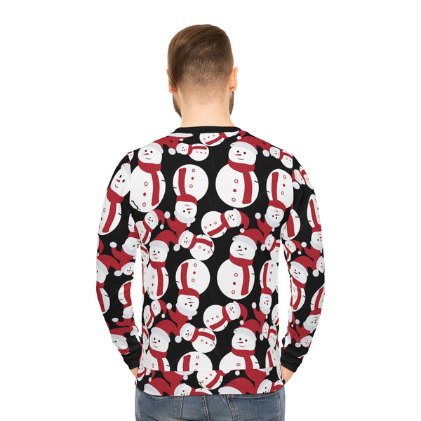 Christmas Snowman Lightweight Sweatshirt, Black Shirt For Men