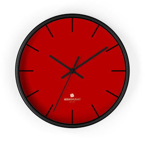 Ruby Red Solid Color Large Plain Designer 10" Diameter Wall Clock- Made in USA-Wall Clock-10 in-Black-Black-Heidi Kimura Art LLC