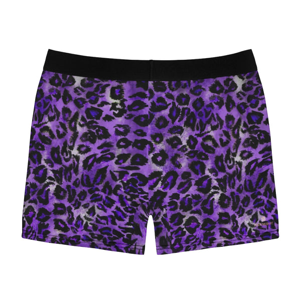 Purple Leopard Men's Boxer Briefs, Animal Print Elastic Sexy Fetish Underwear For Men-All Over Prints-Printify-Heidi Kimura Art LLC