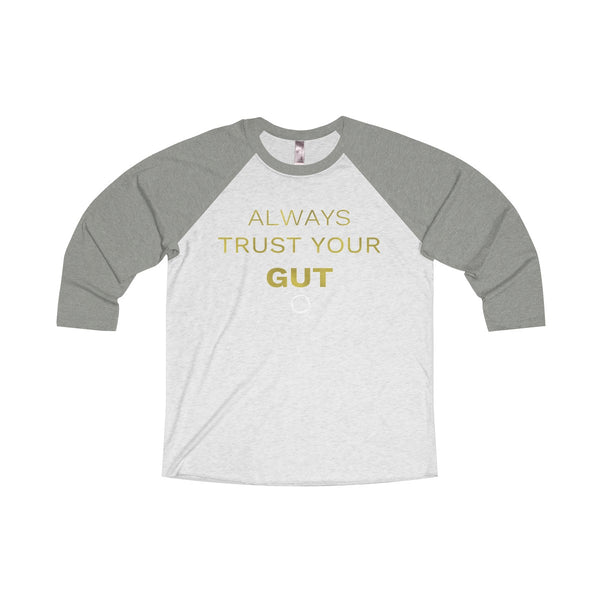 Motivational Unisex Tee, Tri-Blend 3/4 Raglan T-Shirt With Inspirational Quote -Made in USA-Long-sleeve-S-Venetian Grey / Heather White-Heidi Kimura Art LLC