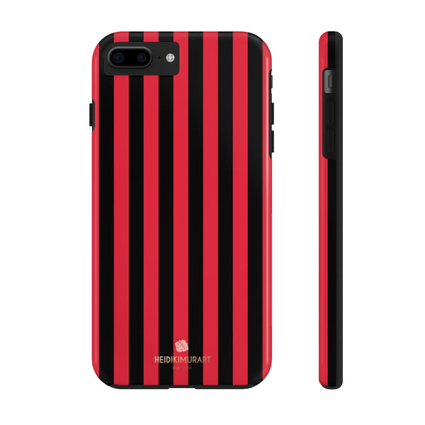 Red Black Stripe iPhone Case, Case Mate Tough Samsung Galaxy Phone Cases-Phone Case-Printify-iPhone 7 Plus, iPhone 8 Plus Tough-Heidi Kimura Art LLC