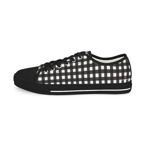 Black Plaid Print Men's Sneakers, Best Plaid Print Buffalo Plaid Printed Best Breathable Designer Men's Low Top Canvas Fashion Sneakers With Durable Rubber Outsoles and Shock-Absorbing Layer and Memory Foam Insoles (US Size: 5-14)