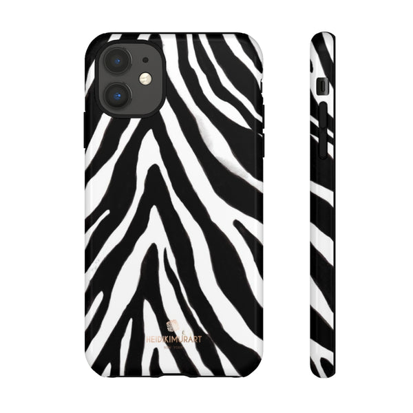 Zebra Stripe Phone Case, Animal Print Tough Designer Phone Case -Made in USA-Phone Case-Printify-iPhone 11-Glossy-Heidi Kimura Art LLC