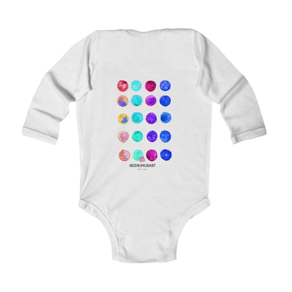 Polka Dots Watercolor Print Baby's Infant Long Sleeve Bodysuit - Made in UK-Kids clothes-Heidi Kimura Art LLC