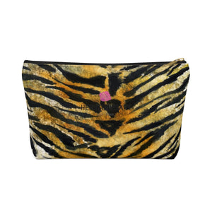 Wild Orange Bengal Tiger Stripe Animal Print Accessory Pouch w T-bottom-Accessory Pouch-Black-Small-Heidi Kimura Art LLC