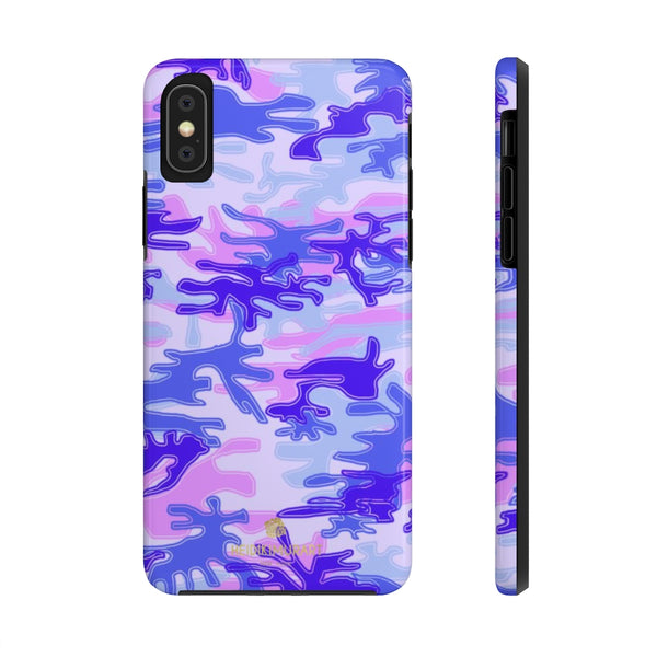 Purple Pink Camo Print iPhone Case, Army Camoflage Case Mate Tough Phone Cases-Phone Case-Printify-iPhone XS-Heidi Kimura Art LLC