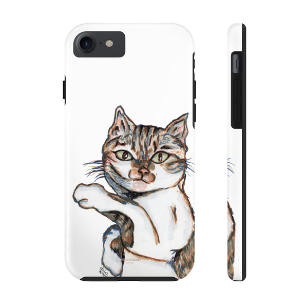 White Cat Phone Case, Peanut Meow Cat Case Mate Tough Phone Cases-Made in USA - Heidikimurart Limited 