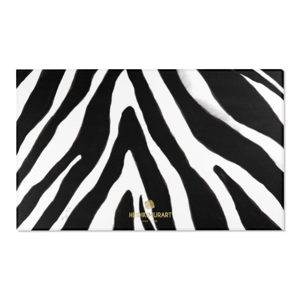 Deluxe White Black Zebra Animal Print Designer 24x36, 36x60, 48x72 inches Area Rugs-Area Rug-60" x 36"-Heidi Kimura Art LLC