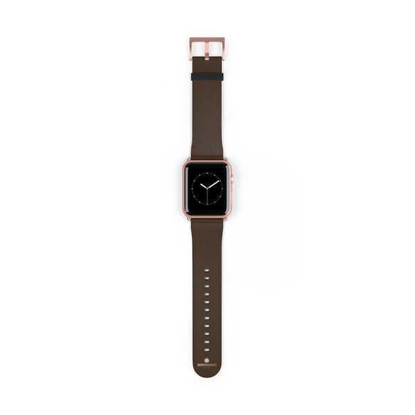 Dark Brown Solid Color Print 38mm/42mm Watch Band For Apple Watch- Made in USA-Watch Band-42 mm-Rose Gold Matte-Heidi Kimura Art LLC
