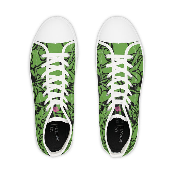 Green Nude Art Men's High Tops, Modern Minimalist Best Men's High Top Sneakers