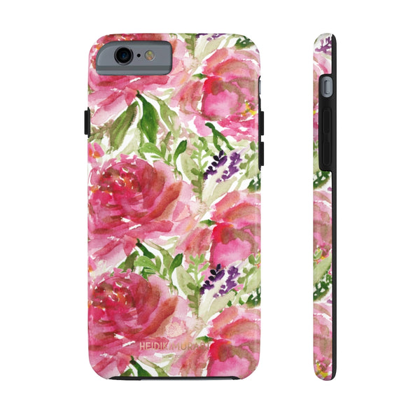 Pink Rose Print Phone Case, Floral Print Case Mate Tough Phone Cases-Made in USA - Heidikimurart Limited 