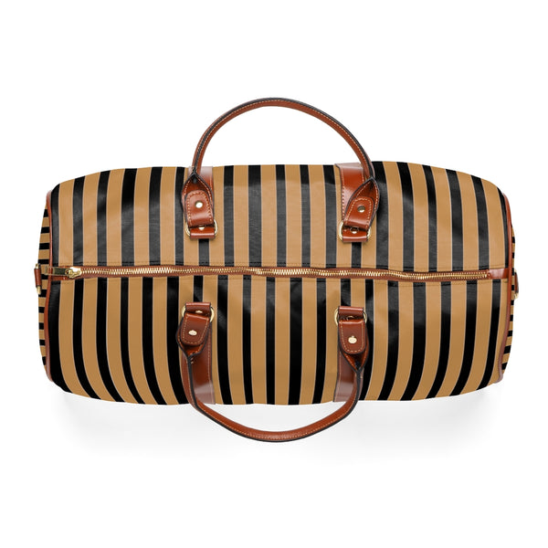 Brown Stripes Waterproof Travel Bag