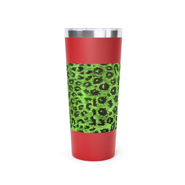Green Leopard Print Tumbler, Copper Vacuum Insulated Tumbler, 22oz