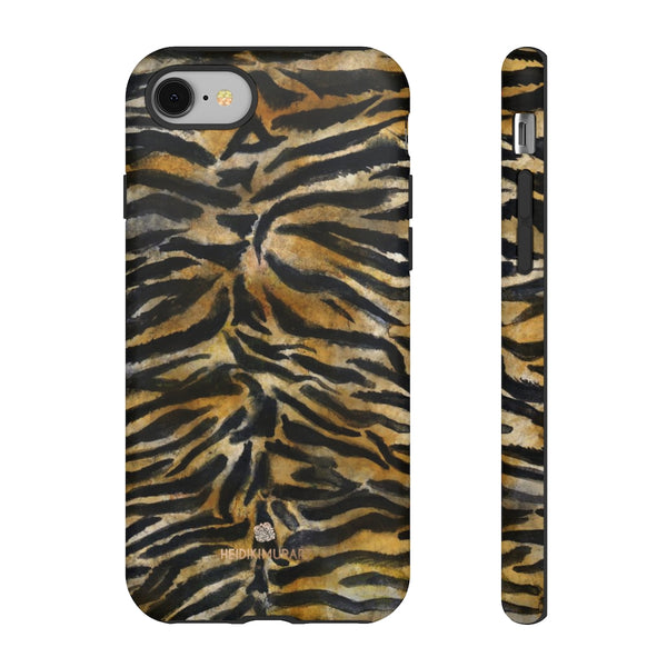 Brown Tiger Striped Tough Cases, Animal Print Best Designer Phone Case-Made in USA-Phone Case-Printify-iPhone 8-Matte-Heidi Kimura Art LLC
