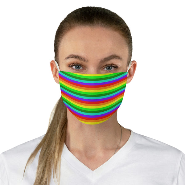 Rainbow Horizontal Striped Face Mask, Colorful Best Horizontally Stripes Fashion Face Mask For Men/ Women, Designer Premium Quality Modern Polyester Fashion 7.25" x 4.63" Fabric Non-Medical Reusable Washable Chic One-Size Face Mask With 2 Layers For Adults With Elastic Loops-Made in USA