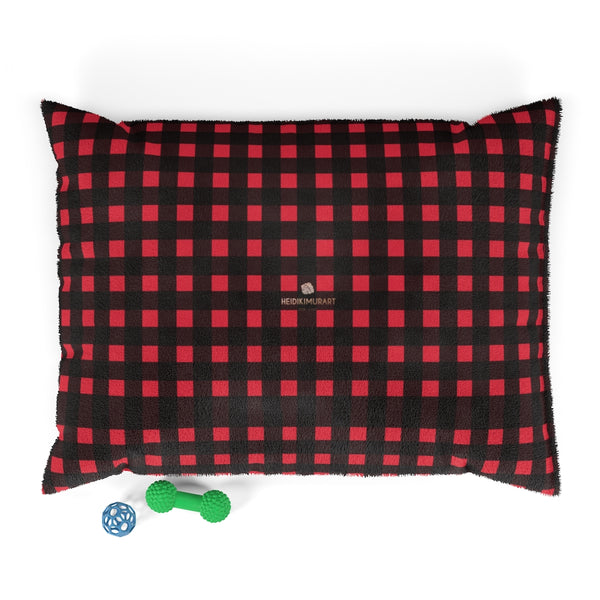 Black Red Buffalo Pet Bed, Buffalo Plaid Modern Preppy Designer Luxury Print Deluxe 28"x18", 40"x30", 50"x40" (Large, Medium, Small Size) Pet Lounge Bed Soft Pillow For Cats Or Dogs, Printed in USA, Anti-Anxiety Pet Bed, Pet Soothing Bed, Calming Pet Beds For Dogs, Puppies, Cats, and Kittens, Large Dog Bed, Dog Beds, Cat Bed, Best Dog Beds, Extra Large Dog Beds, Raised Dog Bed, Dog Sofa, Washable Dog Bed, Dog Sofa Bed, Small Dog Bed, Durable Dog Beds, Unique Fancy Medium Dog Bed, Pet Sofa, Big Dog Beds