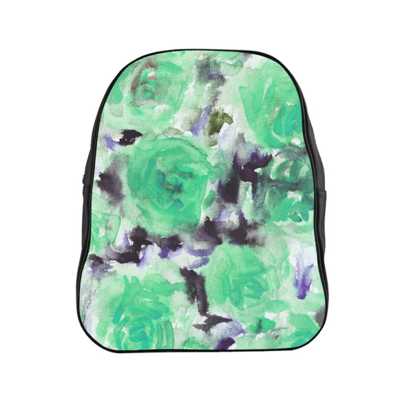 Dreamy Blue Rose Floral Print School Designer Backpack School Bag (Size: S, M, L)-Backpack-Heidi Kimura Art LLC