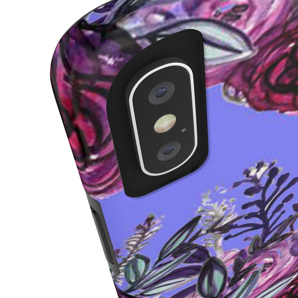Violet Purple Floral iPhone Case, Rose Print Case Mate Tough Phone Cases - Made in USA - Heidikimurart Limited 