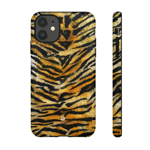 Tiger Stripe Print Phone Case, Animal Print Tough Designer Phone Case -Made in USA-Phone Case-Printify-iPhone 11-Glossy-Heidi Kimura Art LLC