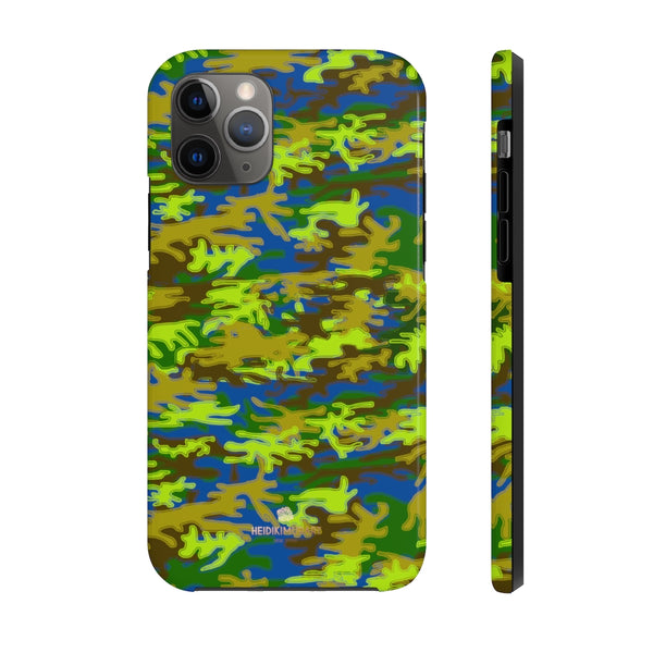 Blue Green Camo iPhone Case, Case Mate Tough Samsung Galaxy Phone Cases-Phone Case-Printify-iPhone 11 Pro-Heidi Kimura Art LLC Blue Green Camo iPhone Case, Camouflage Army Military Print Sexy Modern Designer Case Mate Tough Phone Case For iPhones and Samsung Galaxy Devices-Made in USA