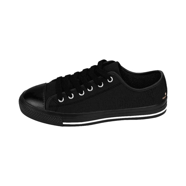 Charcoal Black Classic Solid Color Designer Low Top Women's Sneakers (US Size: 6-12)-Women's Low Top Sneakers-Heidi Kimura Art LLC
