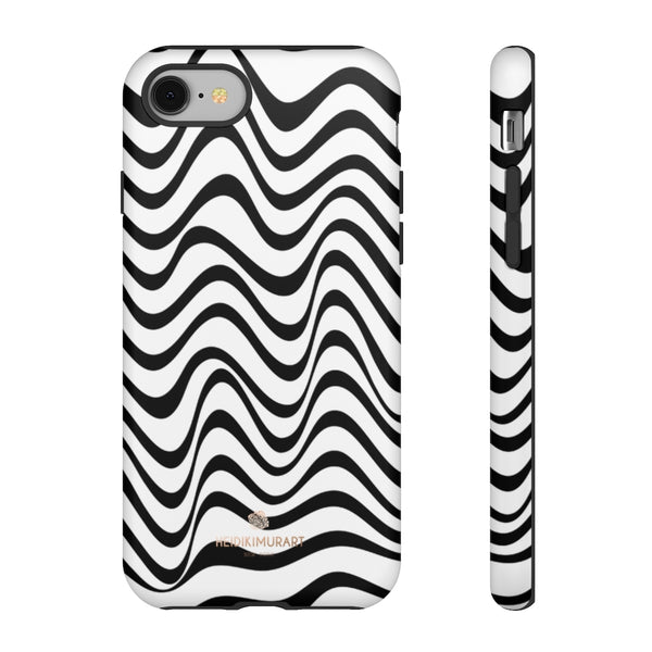 Wavy Black White Tough Cases, Designer Phone Case-Made in USA-Phone Case-Printify-iPhone 8-Matte-Heidi Kimura Art LLC