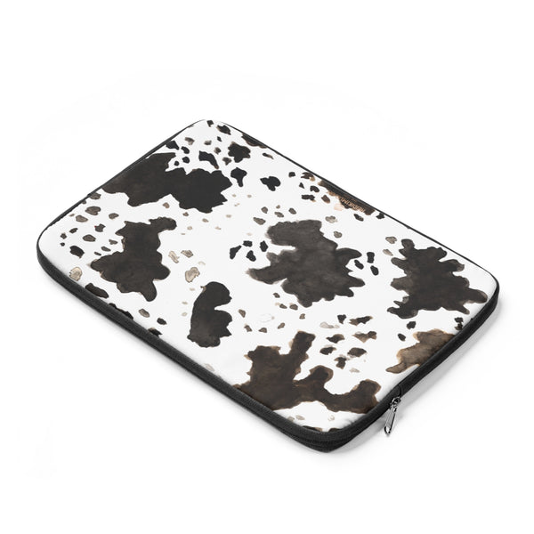 Milk Cow Animal Print 12", 13", 14" Laptop Sleeve With Top Loading Zipper-Made in USA-Laptop Sleeve-Heidi Kimura Art LLC