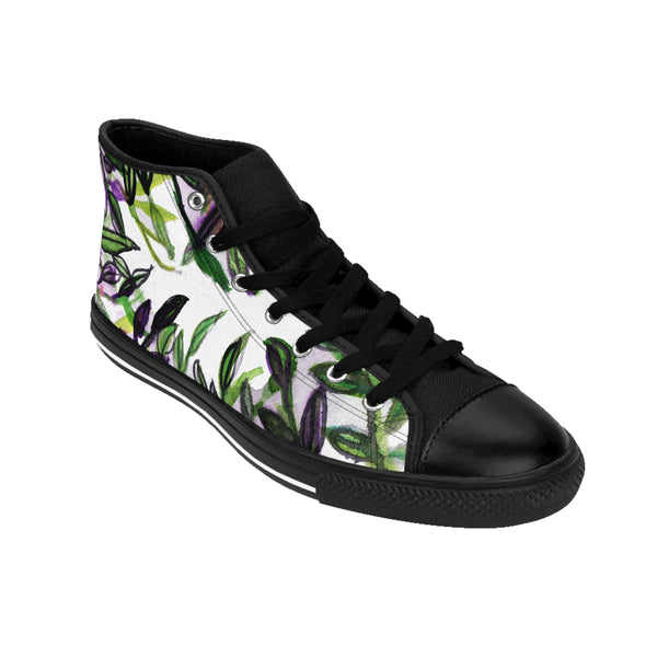 Tropical Leaves Print Men's Sneakers, Designer Men's High Top Sneakers