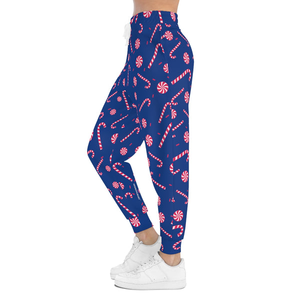 Christmas Winter Unisex Athletic Joggers, Blue Joggers For Men or Women