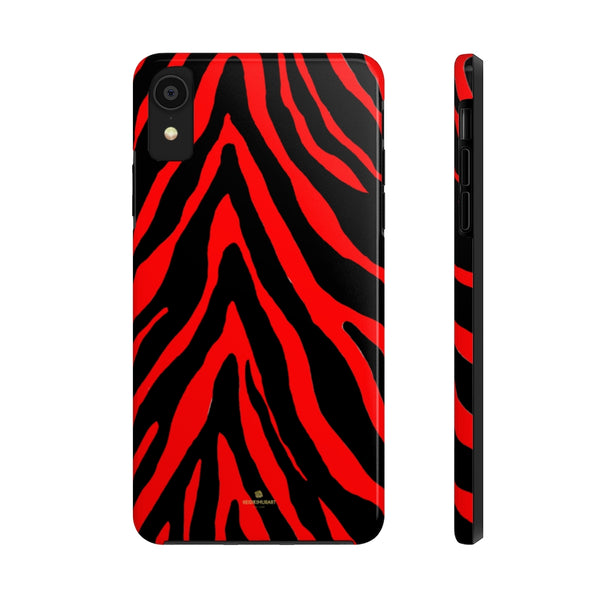 Red Zebra Stripe iPhone Case, Case Mate Tough Samsung Galaxy Phone Cases-Phone Case-Printify-iPhone XR-Heidi Kimura Art LLC